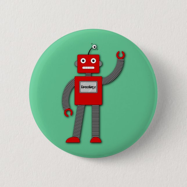 Badge Rond 5 Cm Robi le rétro bouton de robot (Devant)