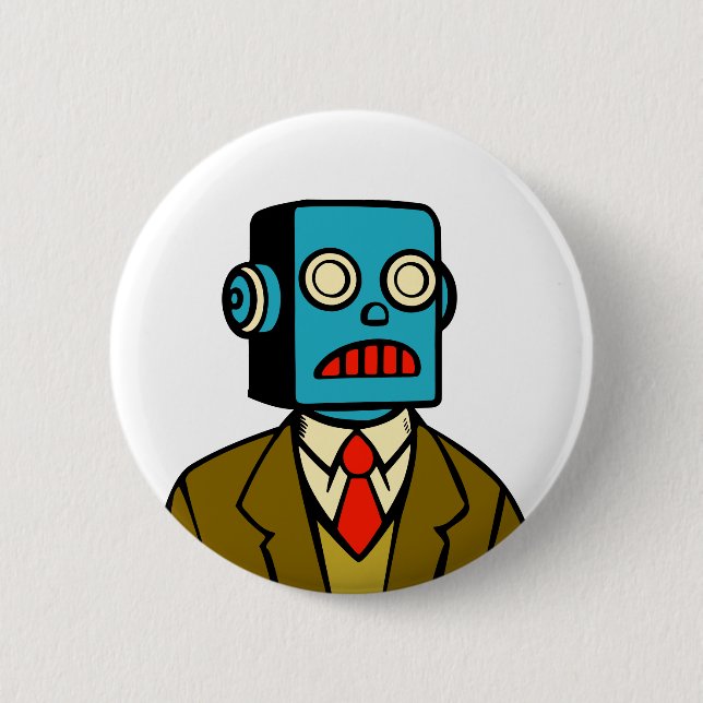 Badge Rond 5 Cm Robot bleu (Devant)
