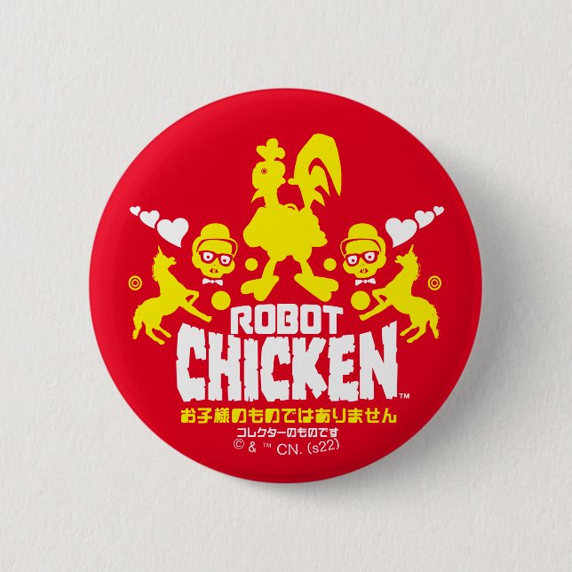 Badge Rond 5 Cm Robot Chicken Nerd Unicorn (Devant)