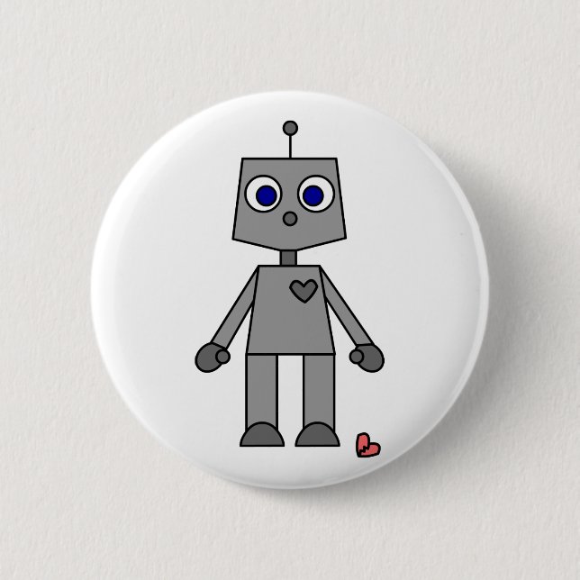 Badge Rond 5 Cm Robot mignon avec un coeur brisé (Devant)