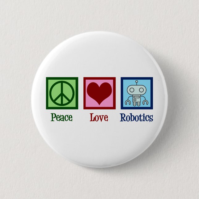 Badge Rond 5 Cm Robotique de l'amour de la paix (Devant)