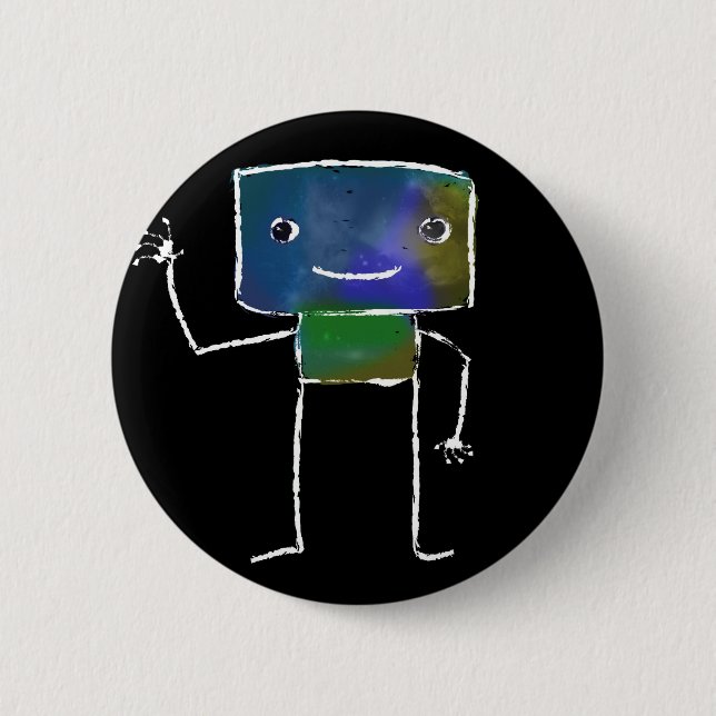 Badge Rond 5 Cm Robots balayés - vol. 1 : Lunabot (Devant)