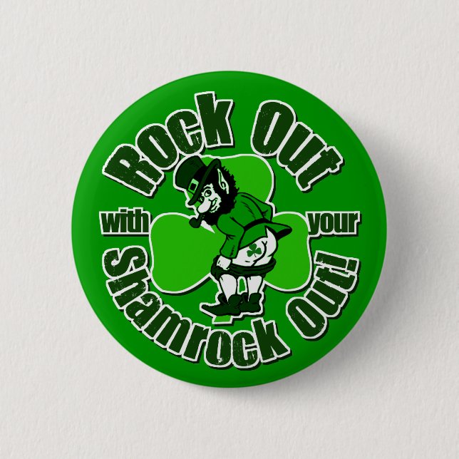 Badge Rond 5 Cm Roche avec votre shamrock ! (Devant)