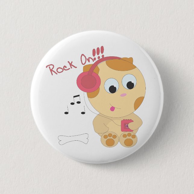 Badge Rond 5 Cm Roche sur le chiot (Devant)