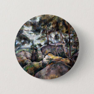 Badge Rond 5 Cm Roches de Paul Cezanne dans la forêt