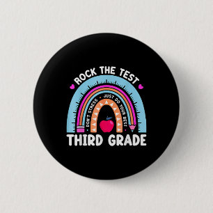 Badge Rond 5 Cm Rock Le Jour de l'examen Enseignant 3e année Trois