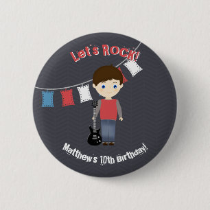 Badge Rond 5 Cm Rock Star Birthday Boy