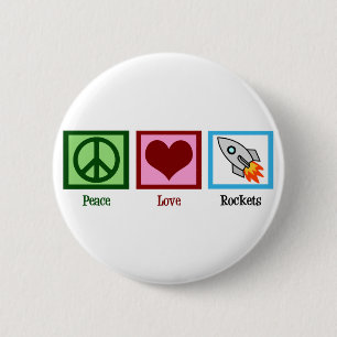 Badge Rond 5 Cm Rockets Peace Love