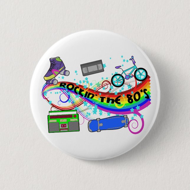 Badge Rond 5 Cm Rockin les années 80 (Devant)
