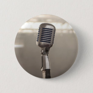 Badge Rond 5 Cm Rocks And Roll Microphone