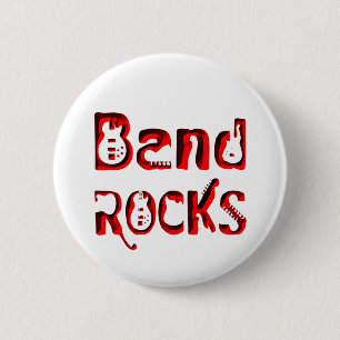 Badge Rond 5 Cm Rocks Red Band en rouge