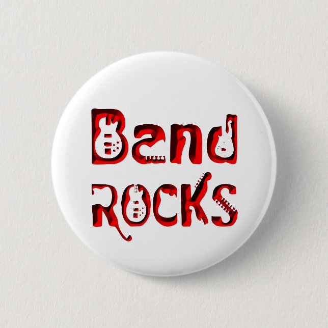 Badge Rond 5 Cm Rocks Red Band en rouge (Devant)
