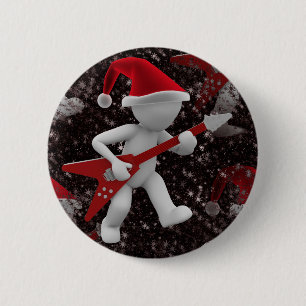 Badge Rond 5 Cm rockstar père Noël