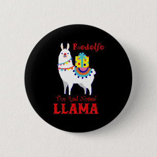 Badge Rond 5 Cm Rodolfo La Llama Nosée Rouge