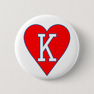 Badge Rond 5 Cm Roi de bouton de coeurs