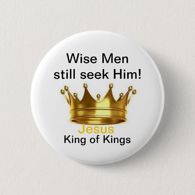 Badge Rond 5 Cm Roi de Jésus du Roi Pin (Devant)