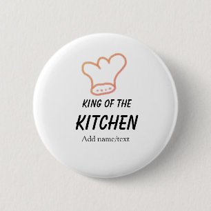 Badge Rond 5 Cm Roi du chef de cuisine cuisine ajouter nom couronn
