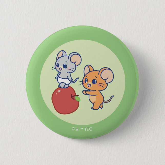 Badge Rond 5 Cm Rollage Anime Tuffy et Jerry Apple (Devant)
