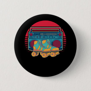 Badge Rond 5 Cm Roller Skating Girl Disco Rollerskates vintages de