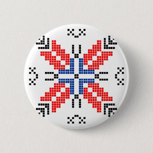 Badge Rond 5 Cm romanie motif folklorique symbole traditionnel eth