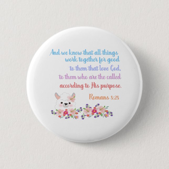 Badge Rond 5 Cm Romans 8 Verset Bible Design (Devant)