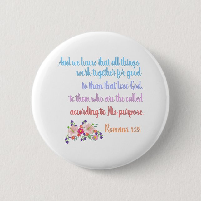 Badge Rond 5 Cm Romans 8 Verset Bible Design (Devant)