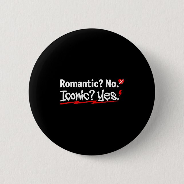Badge Rond 5 Cm Romantic No Iconic Yes Funny Anti Valentine's Day  (Devant)