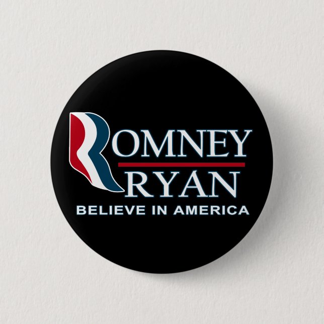 Badge Rond 5 Cm Romney/Ryan 2012 - croyez à l'Amérique (Devant)