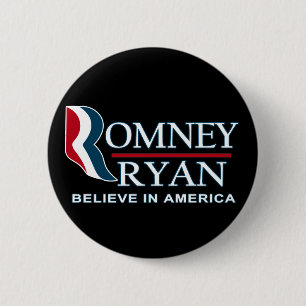 Badge Rond 5 Cm Romney/Ryan 2012 - croyez à l'Amérique