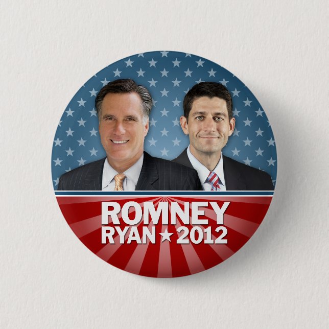 Badge Rond 5 Cm Romney Ryan - Jugate avec Stars et Stripes (Devant)