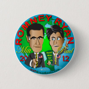 Badge Rond 5 Cm Romney Ryan USA