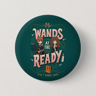 Badge Rond 5 Cm Ron & Hermione Wands au Ready