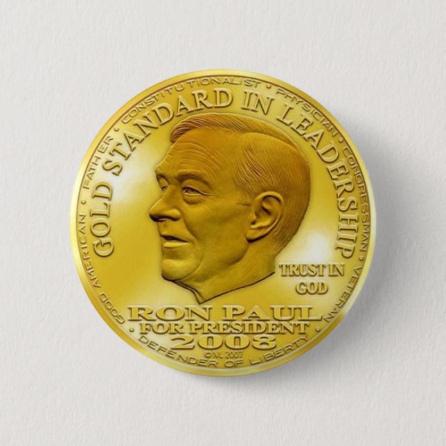 Badge Rond 5 Cm Ron Paul "Interdit" Gold Liberty Dollar... Badge! (Devant)