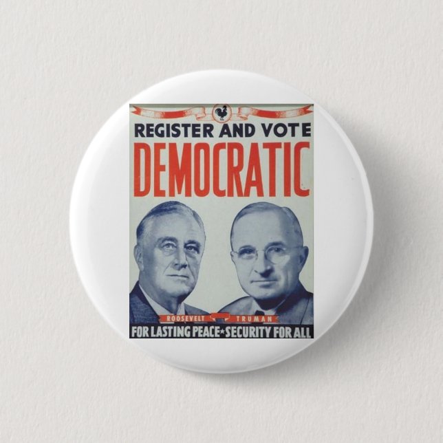 Badge Rond 5 Cm Roosevelt 1940 - Truman (Devant)