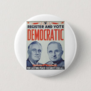 Badge Rond 5 Cm Roosevelt 1944 - Truman