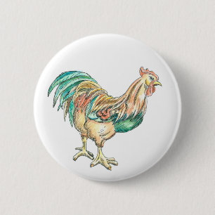 Badge Rond 5 Cm Rooster Art