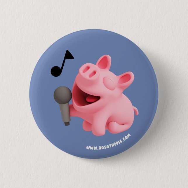Badge Rond 5 Cm Rosa the Pig does Karaoke (Devant)