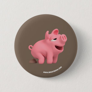 Badge Rond 5 Cm Rosa the Pig takes a Poop
