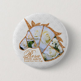Badge Rond 5 Cm Rosa White Arrow