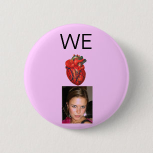 Badge Rond 5 Cm Rose anatomique de Casey de coeur
