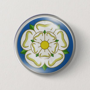 Badge Rond 5 Cm Rose blanc de drapeau de Yorkshire