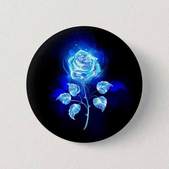 Badge Rond 5 Cm Rose bleu brûlant (Devant)
