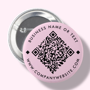Badge Rond 5 Cm Rose Bouton Code QR professionnel personnalisé