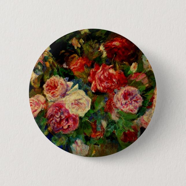 Badge Rond 5 Cm Rose, célèbre peinture Renoir, (Devant)
