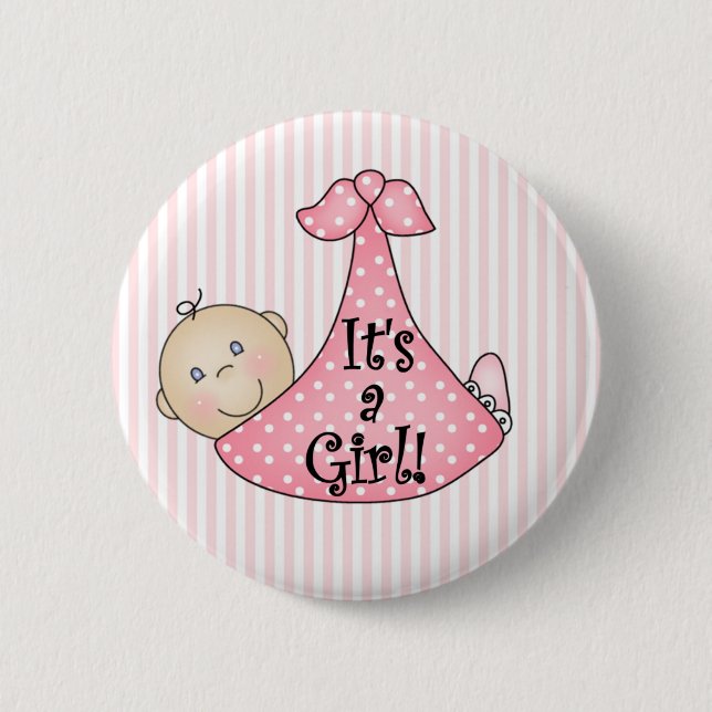 Badge Rond 5 Cm Rose c'est une fille (Devant)
