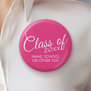 Badge Rond 5 Cm Rose Chaud - Promotion avec année personnalisée et