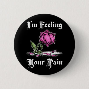 Badge Rond 5 Cm Rose dans le désespoir Texte blanc