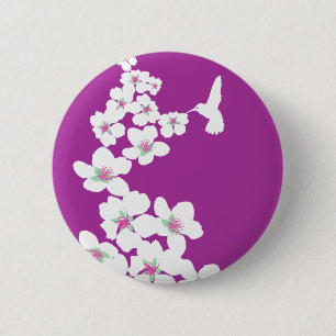 Badge Rond 5 Cm Rose de colibri