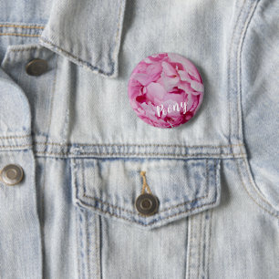 Badge Rond 5 Cm Rose de fleurs de pivoine pour fleurs et amoureux