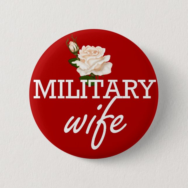 Badge Rond 5 Cm Rose épouse-blanc militaire (Devant)